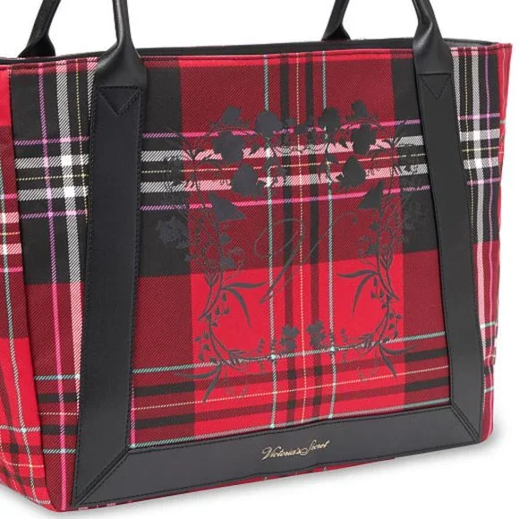 VS Plaid Tote Brand New! Red & Black Perfect Christmas Present! Gift NWT - Picture 10 of 16
